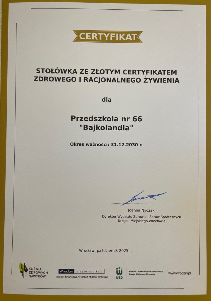 Certyfikat zdrowego żywienia